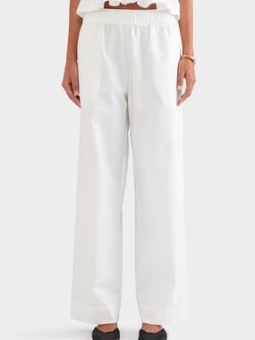 NWT! NEW! Venroy Heavy Cotton Poplin Pant small white summer trouser high waist